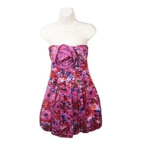BCBGMAXAZRIA Begonia Pink Strapless Floral Dress